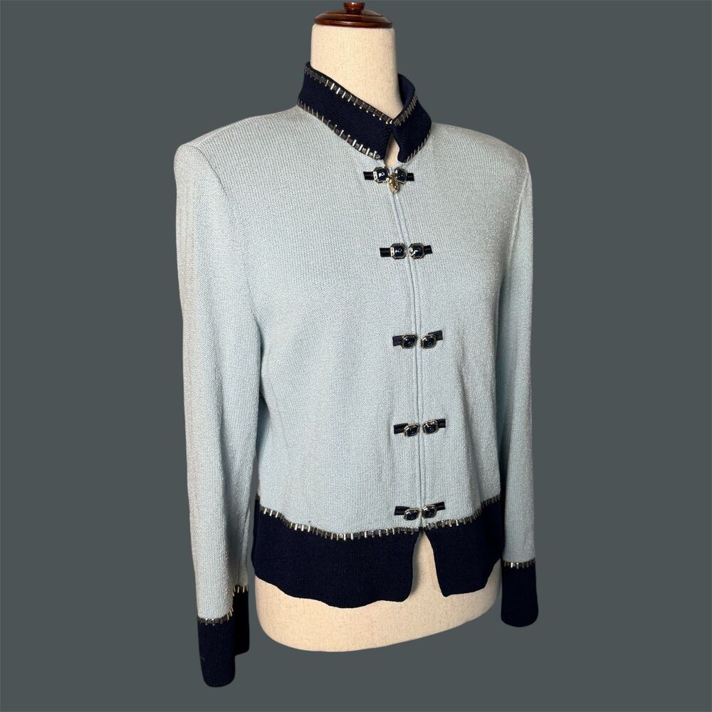 St John Marie Gray Jacket Size 6 Vtg Santana Knit Old Money Career Office Blazer